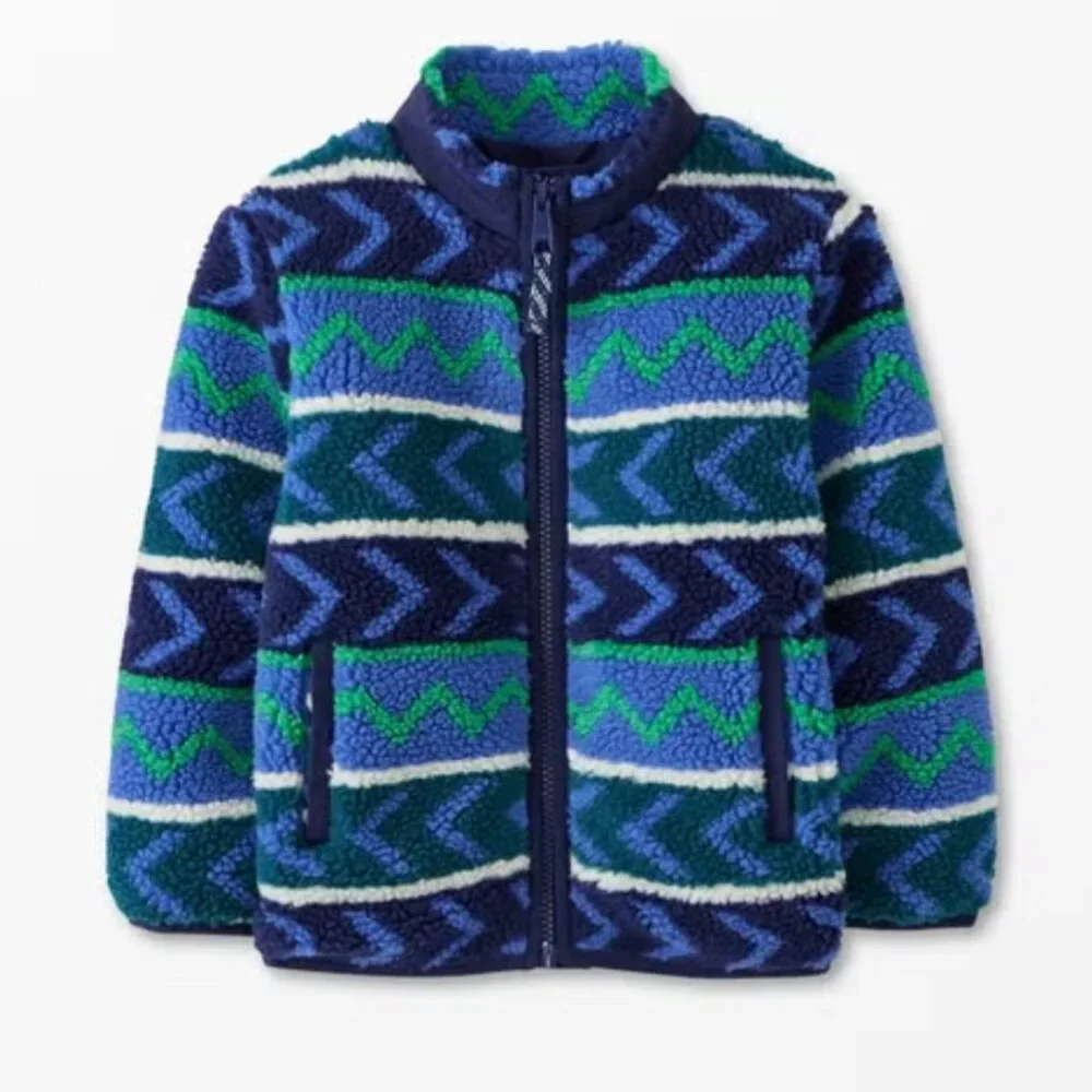 Hanna‎ Andersson Jacquard Faux Shearling Jacket Size 8 / 130cm